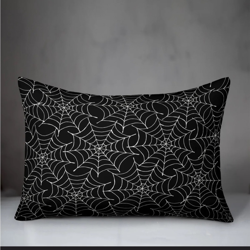 NEW Reversible Lumbar Pillow Cover (Spider Webs & Burnt Orange) – 19x13